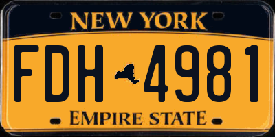 NY license plate FDH4981