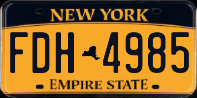 NY license plate FDH4985