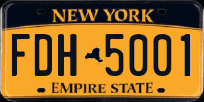 NY license plate FDH5001