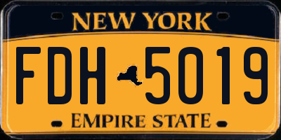 NY license plate FDH5019