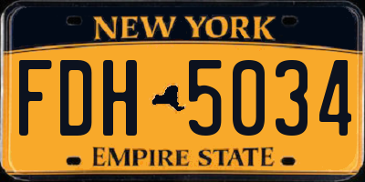 NY license plate FDH5034
