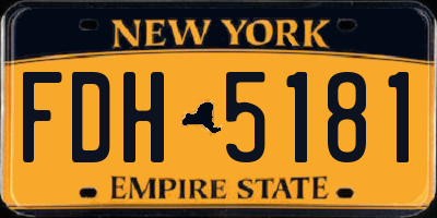 NY license plate FDH5181