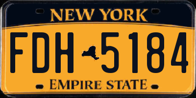 NY license plate FDH5184