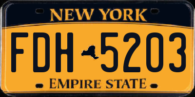 NY license plate FDH5203