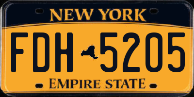 NY license plate FDH5205