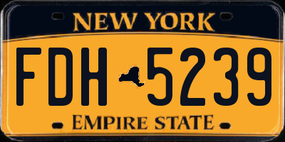 NY license plate FDH5239