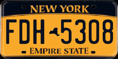NY license plate FDH5308