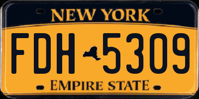 NY license plate FDH5309