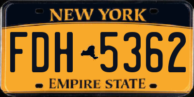 NY license plate FDH5362