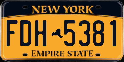 NY license plate FDH5381