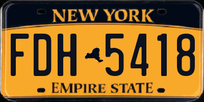 NY license plate FDH5418
