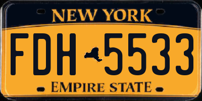 NY license plate FDH5533