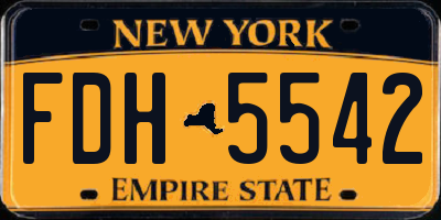 NY license plate FDH5542