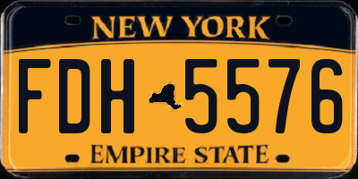 NY license plate FDH5576