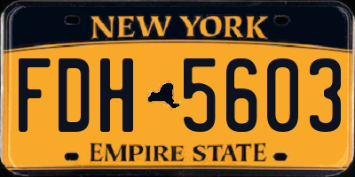 NY license plate FDH5603