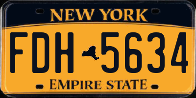 NY license plate FDH5634