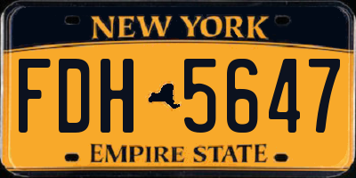NY license plate FDH5647