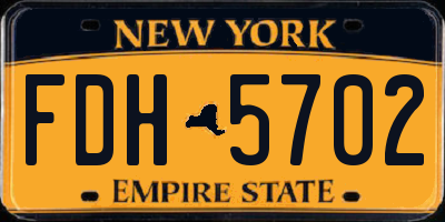 NY license plate FDH5702