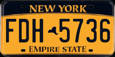 NY license plate FDH5736