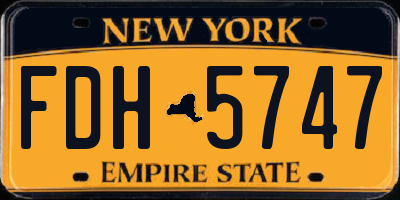 NY license plate FDH5747