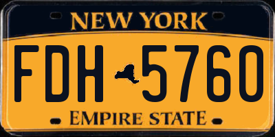NY license plate FDH5760