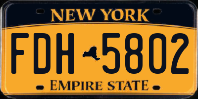 NY license plate FDH5802