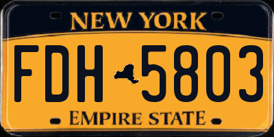 NY license plate FDH5803
