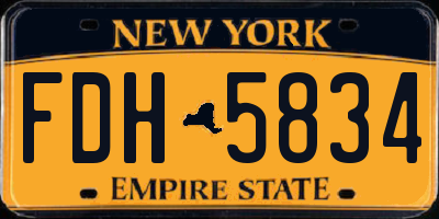 NY license plate FDH5834