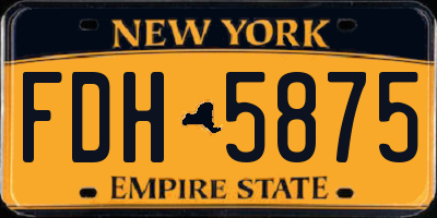 NY license plate FDH5875