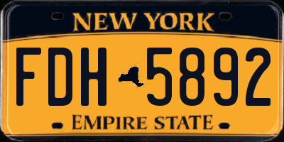 NY license plate FDH5892