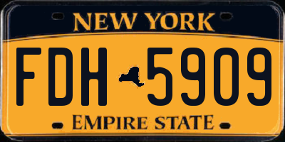 NY license plate FDH5909