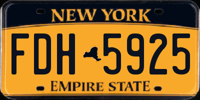 NY license plate FDH5925