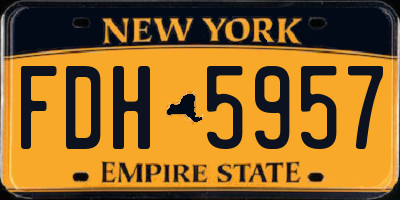 NY license plate FDH5957