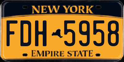 NY license plate FDH5958