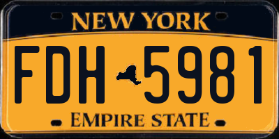 NY license plate FDH5981