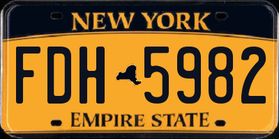 NY license plate FDH5982