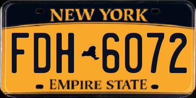 NY license plate FDH6072