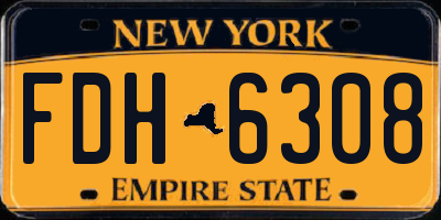 NY license plate FDH6308