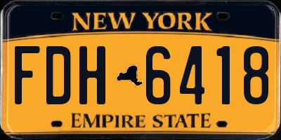 NY license plate FDH6418