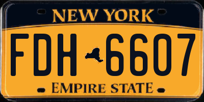 NY license plate FDH6607