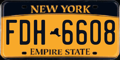 NY license plate FDH6608