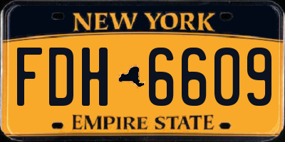 NY license plate FDH6609