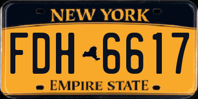 NY license plate FDH6617