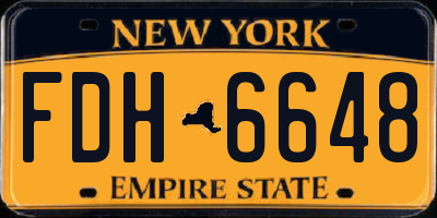 NY license plate FDH6648