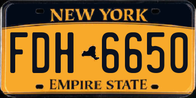 NY license plate FDH6650