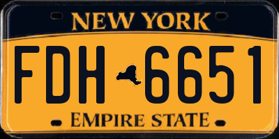 NY license plate FDH6651