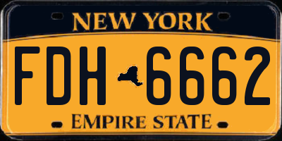 NY license plate FDH6662