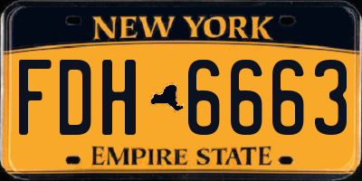 NY license plate FDH6663
