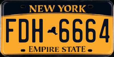 NY license plate FDH6664