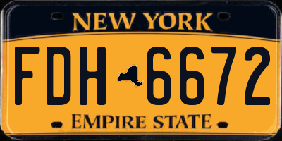 NY license plate FDH6672